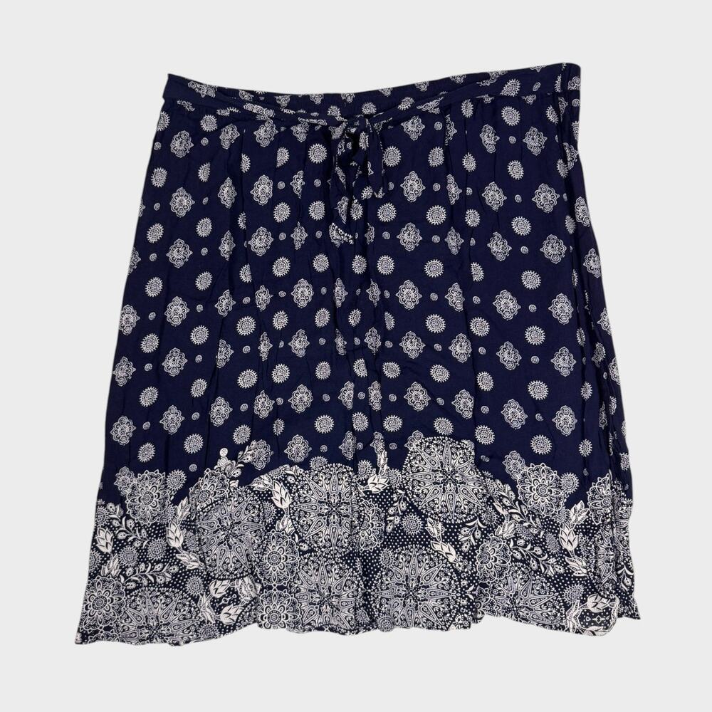 Dressbarn Westport Plus Size 3X Navy Blue White Print NEW NWT Skirt